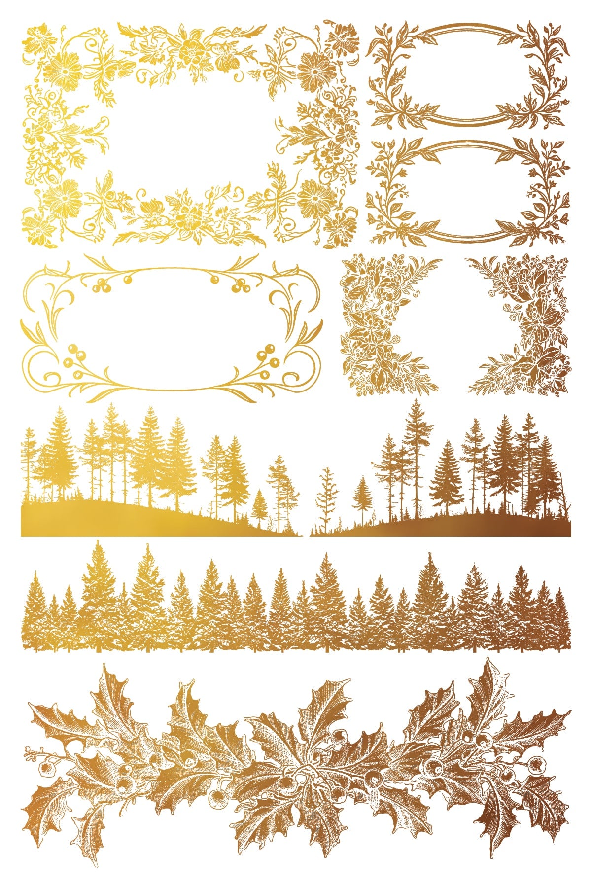 Tinsel Gold Foil Christmas Transfer IOD 2024