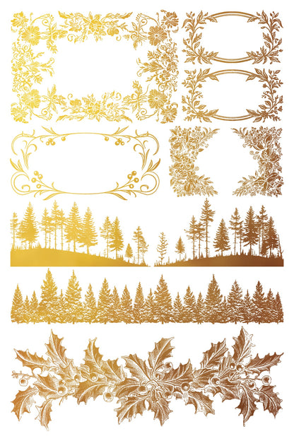 Tinsel Gold Foil Christmas Transfer IOD 2024