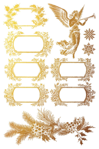 Tinsel Gold Foil Christmas Transfer IOD 2024