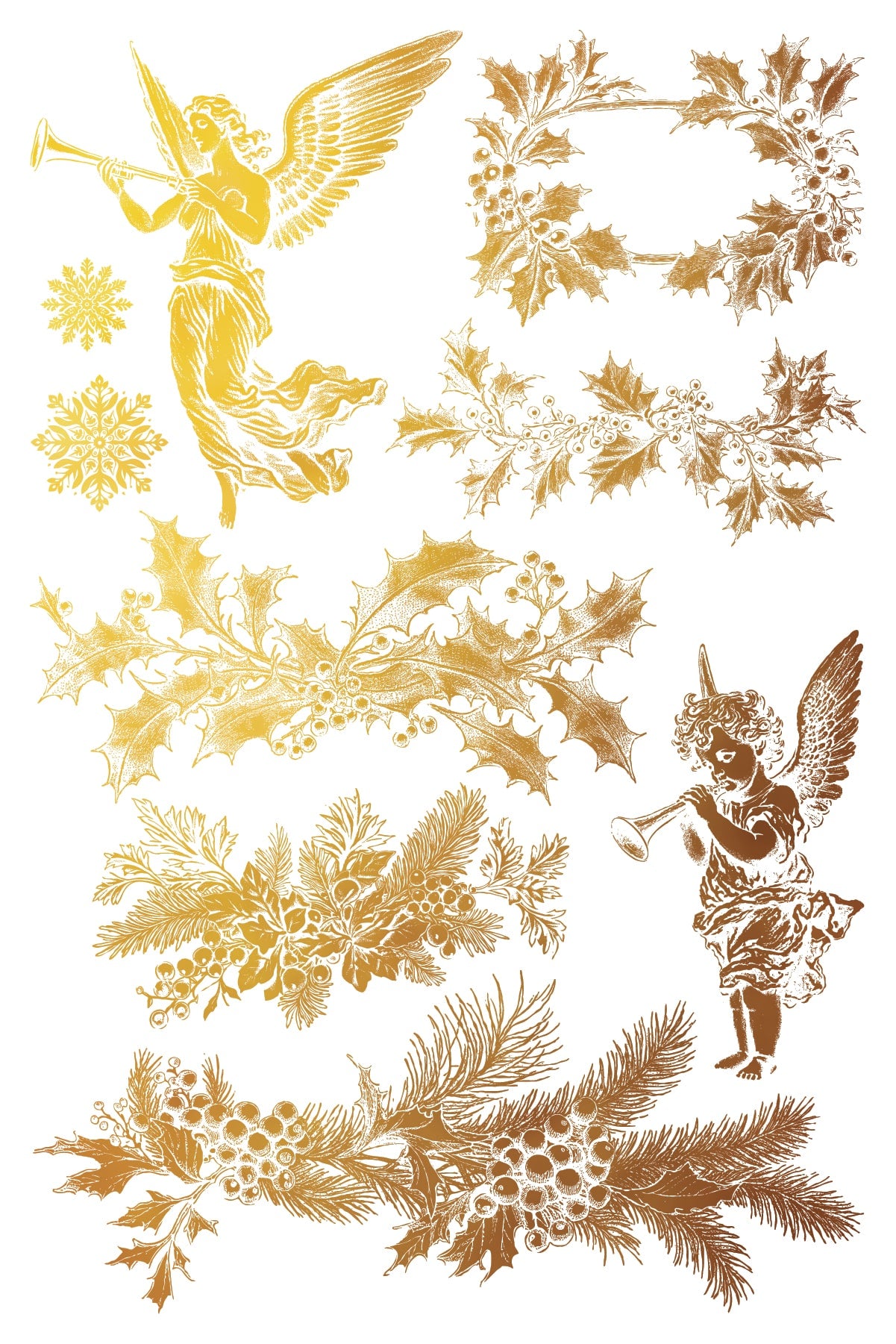 Tinsel Gold Foil Christmas Transfer IOD 2024