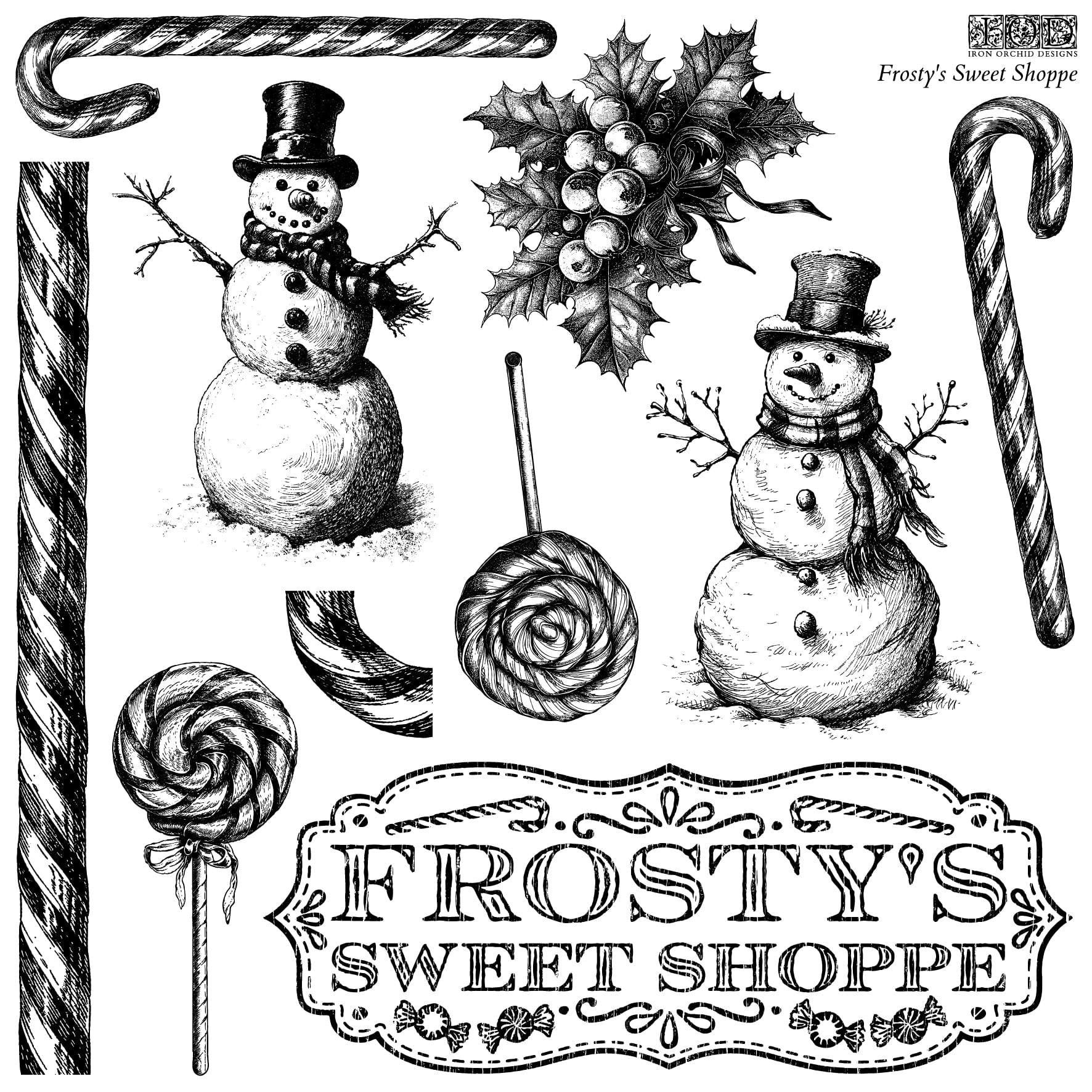 Frosty's Sweet Shoppe 12x12 IOD Stamp